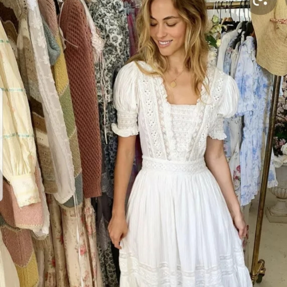 Loveshackfancy Ayla Puff Sleeve Midi Dress Size 4
